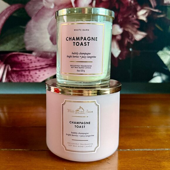 NEW 2-Pc CHAMPAGNE TOAST 3-Wick Candle and Single Wick Candle Bath & Body Works - Picture 1 of 4